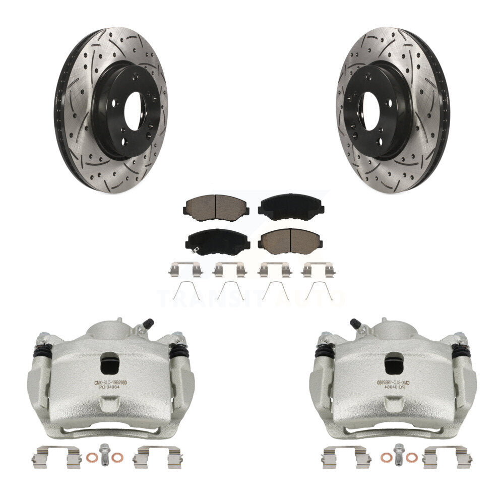 Kit de plaquettes en céramique pour Honda Civi, étrier enduit de frein à disque avant, fente de perçage, Rotor