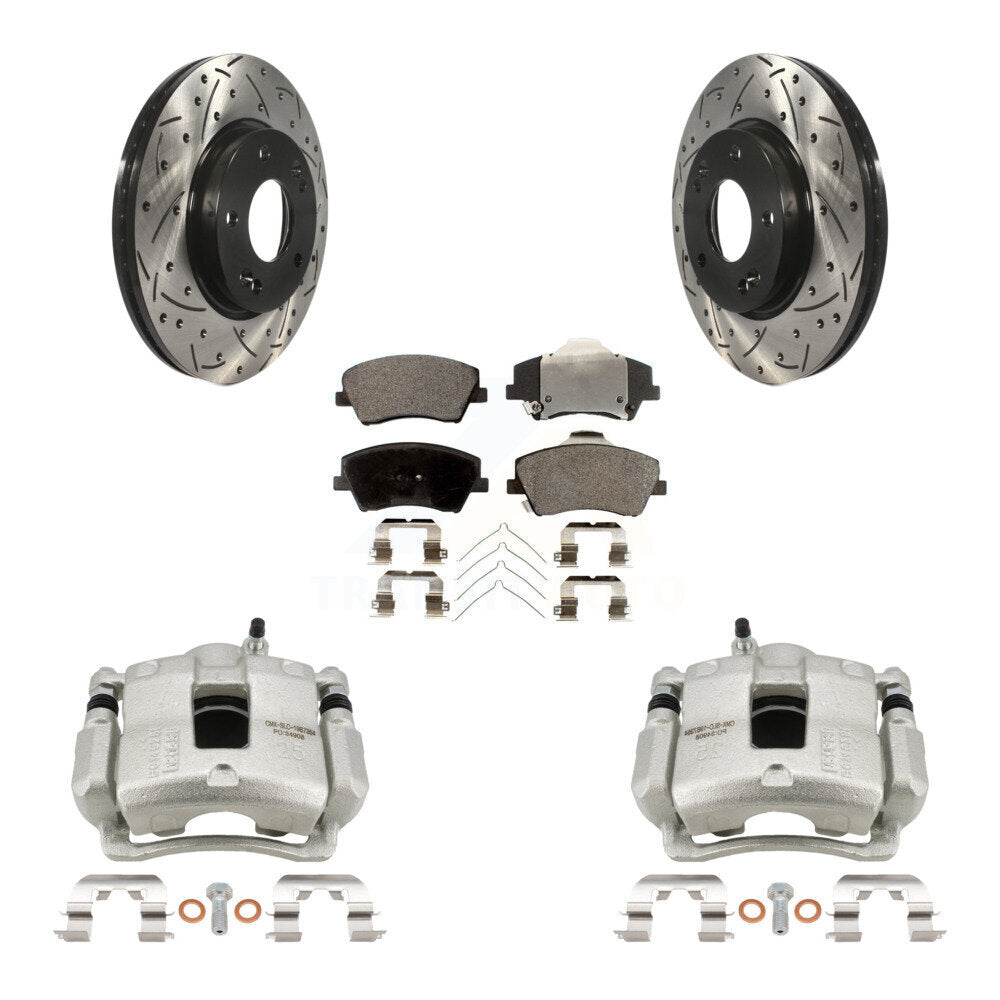 Kit de plaquettes semi-métalliques pour étrier de frein avant, Rotor à fente percé, pour Hyundai Elantr
