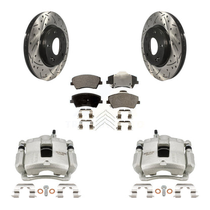 Kit de plaquettes semi-métalliques pour étrier de frein avant, Rotor à fente percé, pour Hyundai Elantr