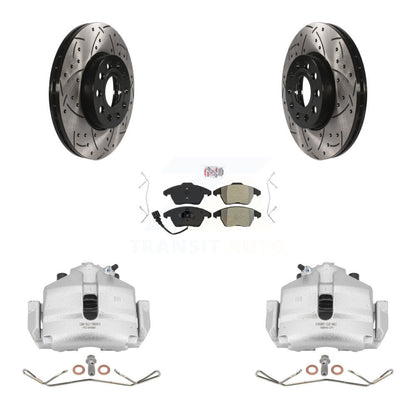 Kit de plaquettes semi-métalliques de Rotors de fente de foret d'étrier de frein avant pour Volkswagen Jett