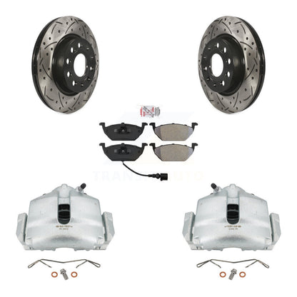 Kit de plaquettes semi-métalliques de Rotors de fente de foret d'étrier de frein avant pour Volkswagen Jett