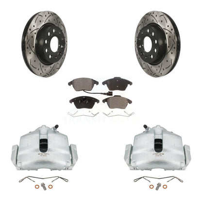 Kit de plaquettes semi-métalliques de Rotor de fente de forage d'étrier de frein avant pour Volkswagen GTI A