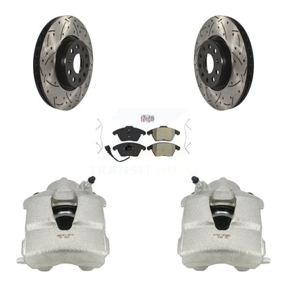 Kit de plaquettes semi-métalliques de Rotors de fente de foret d'étrier de frein avant pour Volkswagen Jett