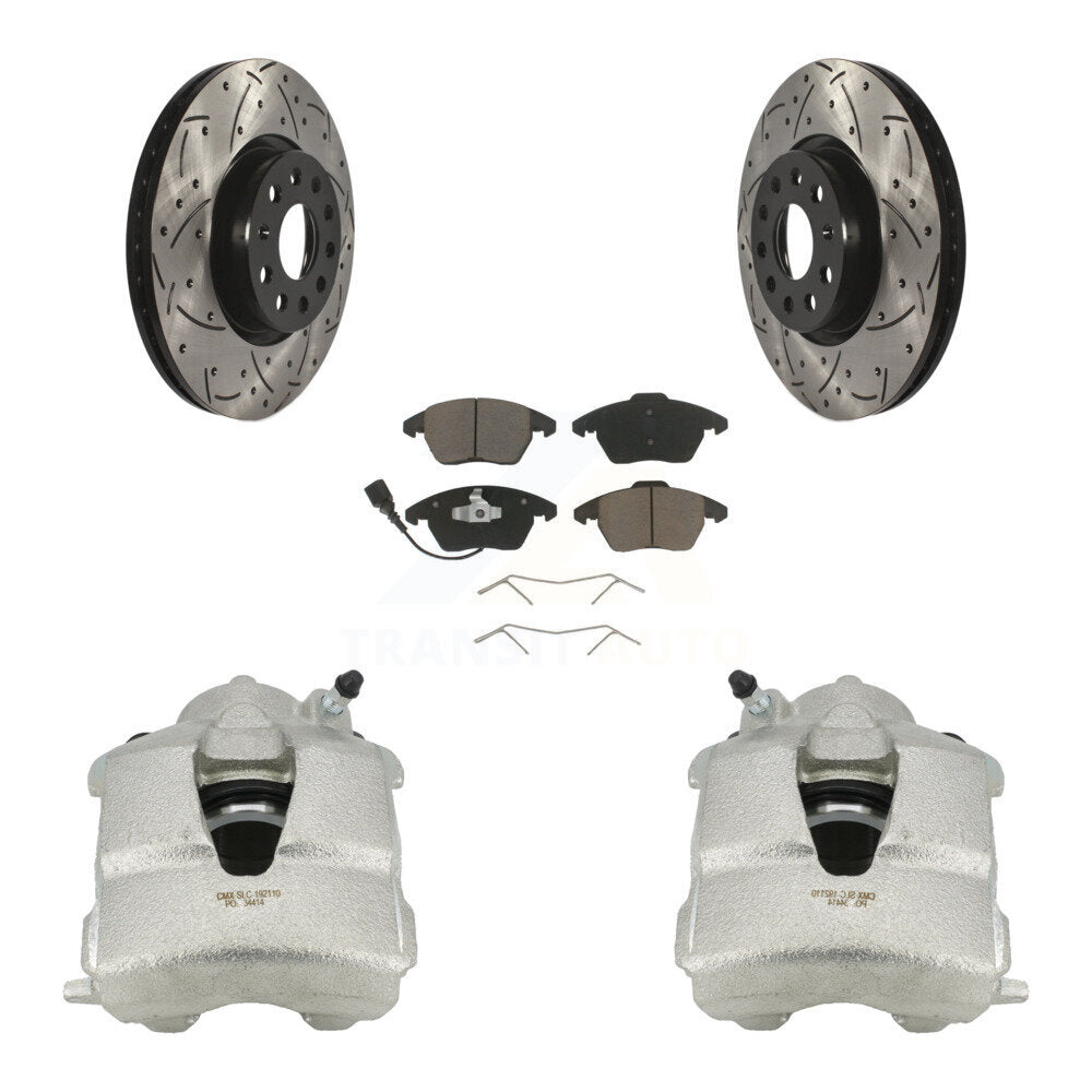 Kit de plaquettes en céramique de Rotor de fente de foret d'étrier enduit de frein avant pour Volkswagen Jett