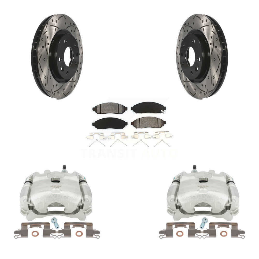 Kit de plaquettes semi-métalliques de rotors de fente de foret d'étrier de manteau de frein avant pour Nissan LEA