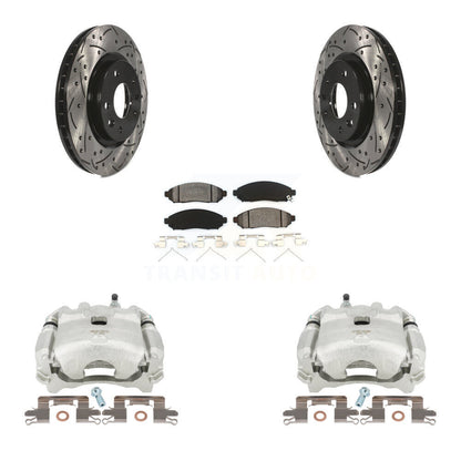 Kit de plaquettes semi-métalliques de rotors de fente de foret d'étrier de manteau de frein avant pour Nissan LEA