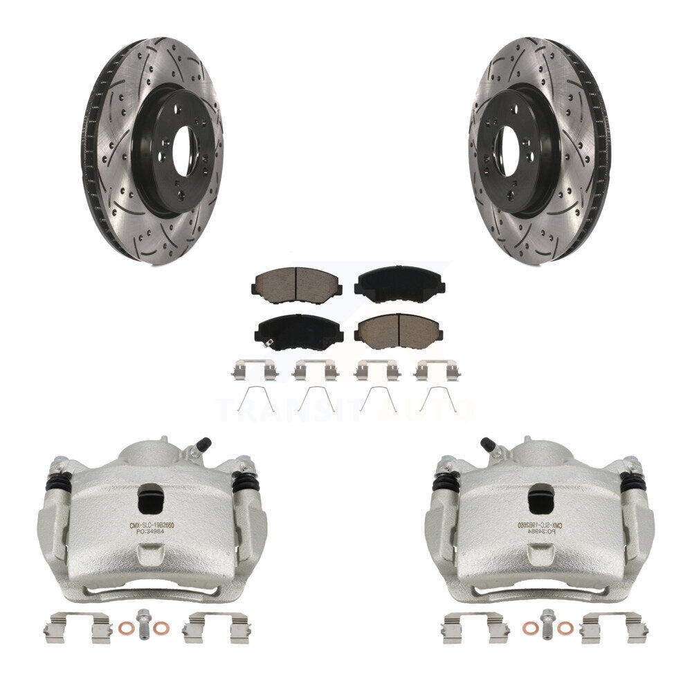 Kit de plaquettes en céramique pour Honda Civi, étrier enduit de frein à disque avant, fente de perçage, Rotor