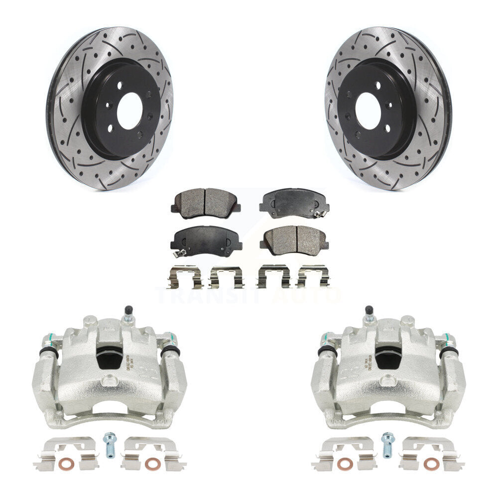 Kit de plaquettes semi-métalliques pour étrier de frein avant, Rotors à fentes, pour Kia Rio LX/E 17