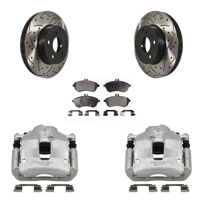 Étrier enduit de frein à disque avant, rotors fendus percés, Kit de plaquettes semi-métalliques pour