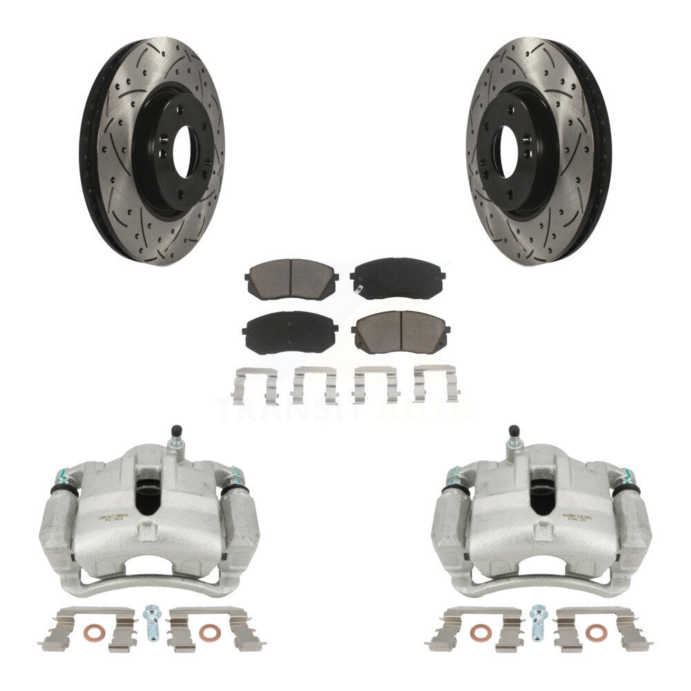 Kit de plaquettes en céramique de Rotor de fente de foret d'étrier de manteau de frein avant pour Hyundai Tucson Ki