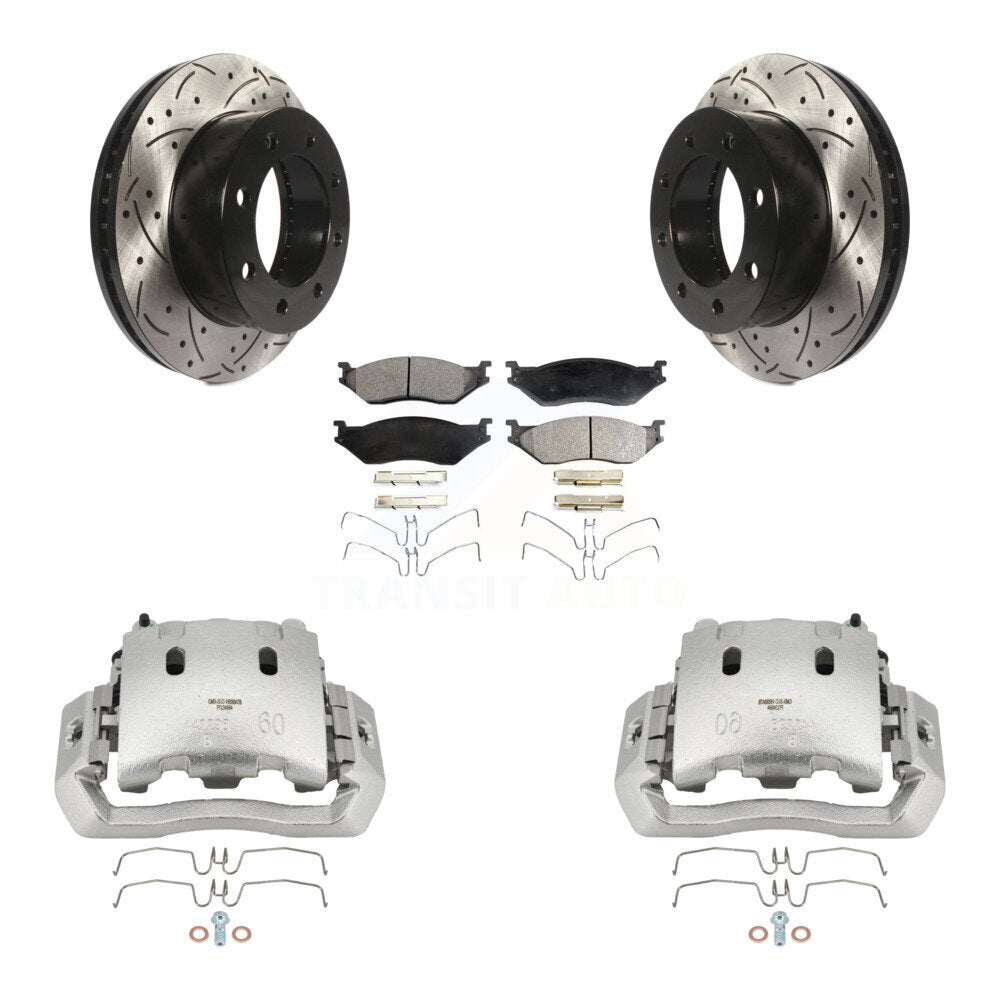 Étrier enduit de frein à disque avant, rotors fendus percés, Kit de plaquettes semi-métalliques pour