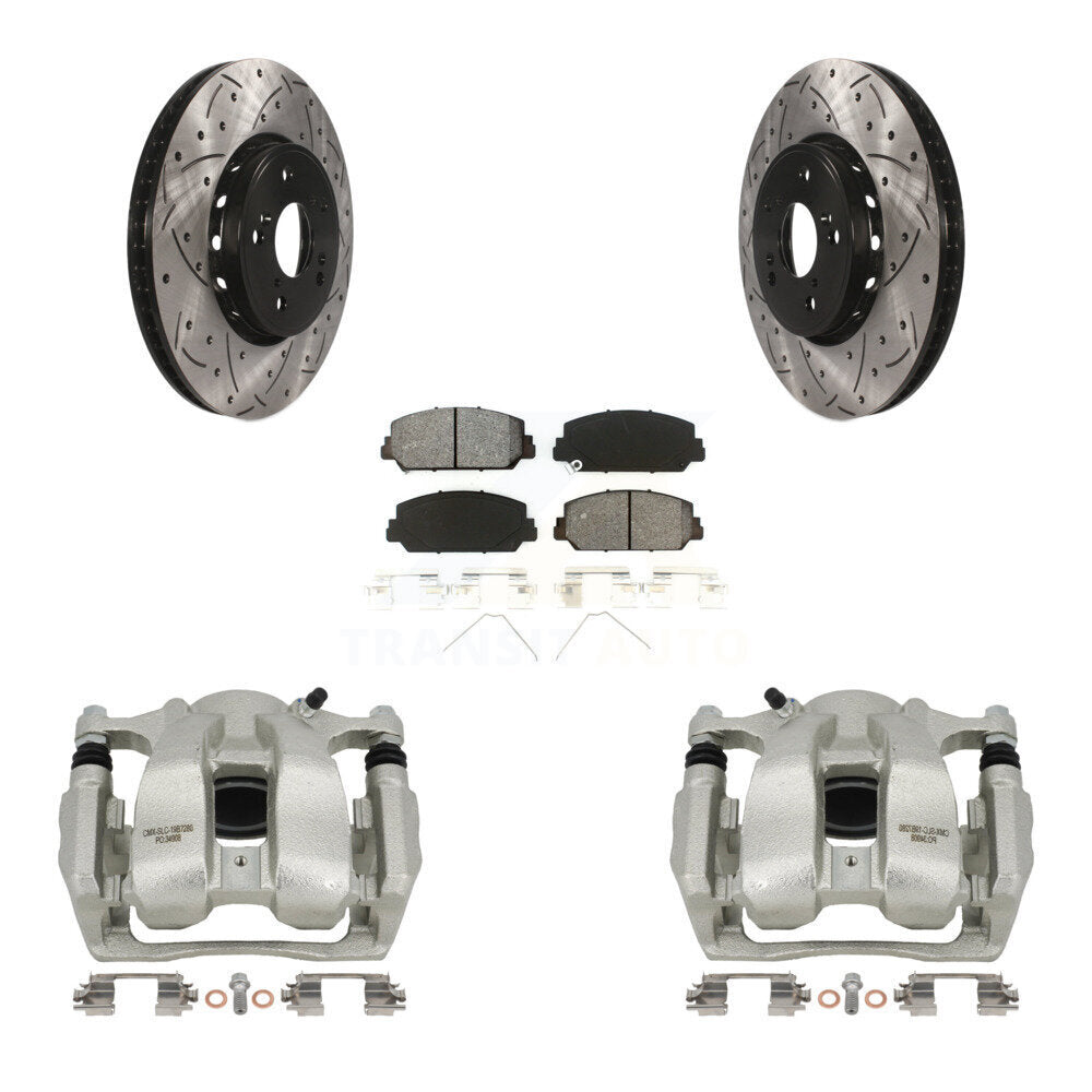 Kit de plaquettes semi-métalliques pour étrier de frein avant, Rotor à fente percé, pour Acura RD 16-18