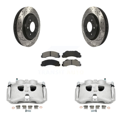 Kit de plaquettes semi-métalliques de Rotor de fente de foret d'étrier enduit de frein avant pour Ford F-15