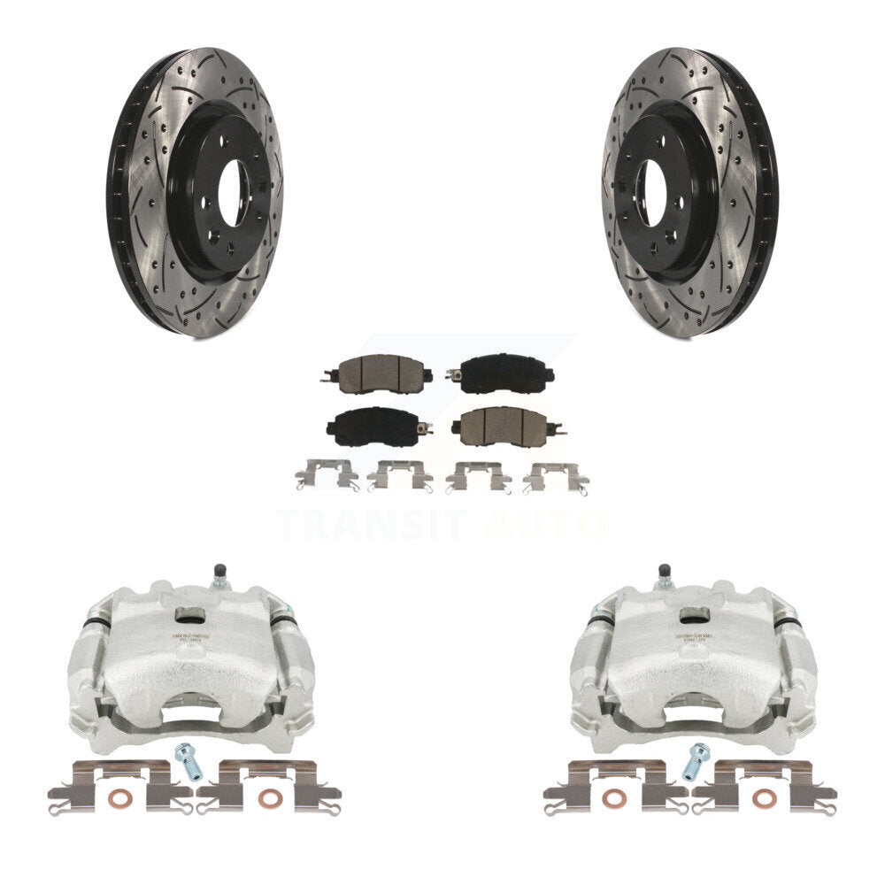 Kit de plaquettes en céramique pour Nissan LEA, étrier enduit de frein à disque avant, fente de perçage, Rotor