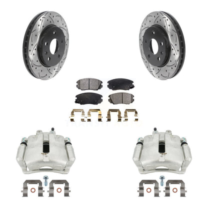 Kit de plaquettes semi-métalliques de Rotors de fente d'étrier de frein avant pour Chevrolet Malib