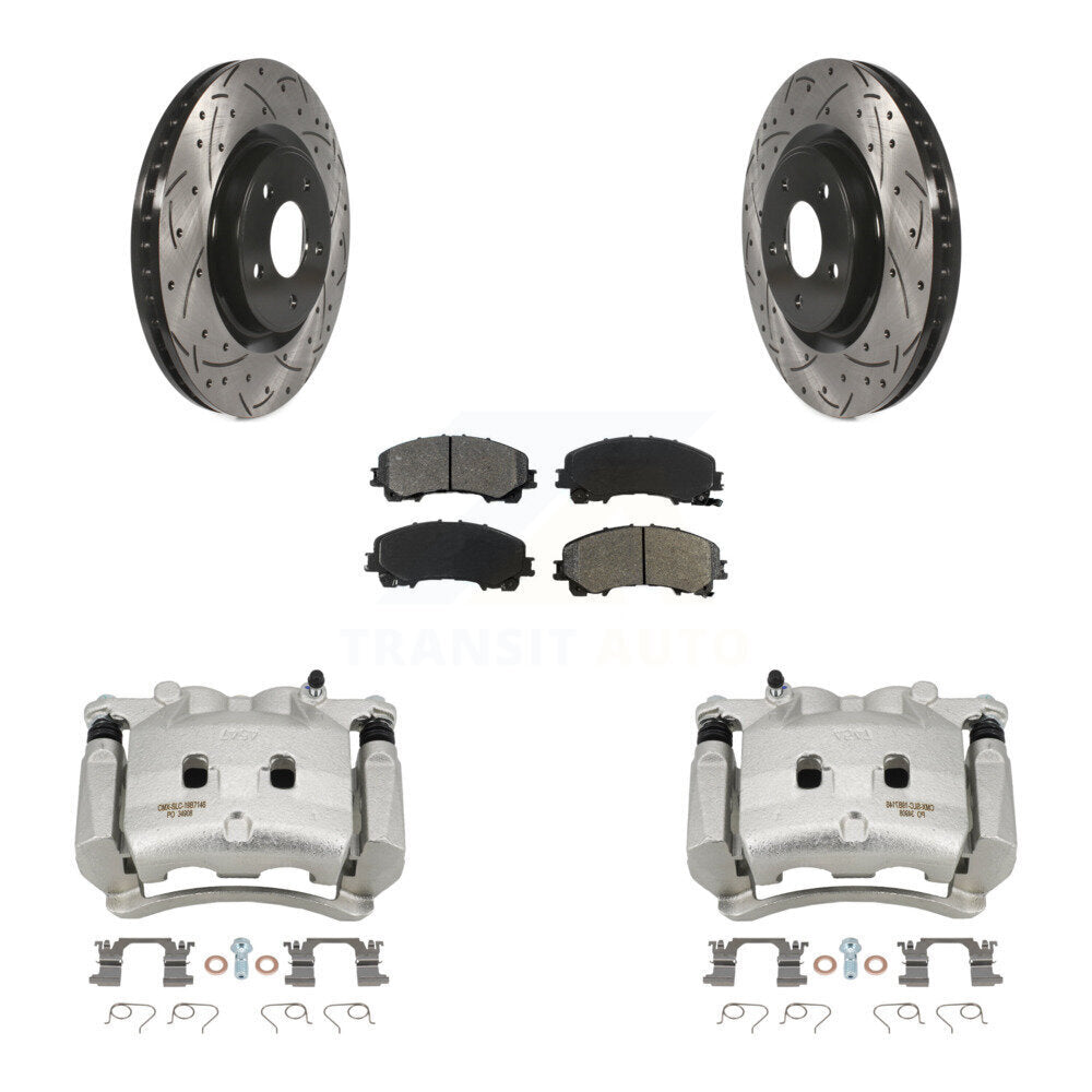 Kit de plaquettes semi-métalliques de Rotor de fente de foret d'étrier de manteau de frein avant pour Nissan Rogu