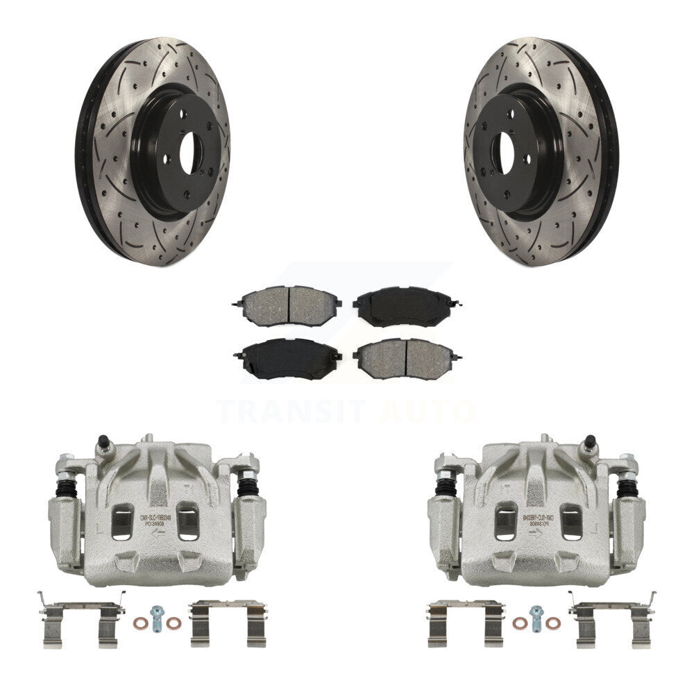 Kit de plaquettes semi-métalliques de Rotor de fente de forage d'étrier de frein avant pour Subaru Outback B