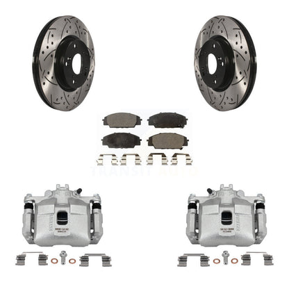 Kit de plaquettes semi-métalliques de rotors de fente de foret d'étrier de manteau de frein avant pour Honda Civi