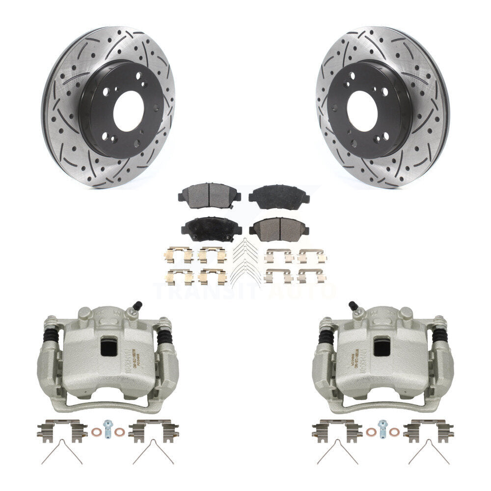 Kit de plaquettes en céramique pour Honda Civi, étrier enduit de frein à disque avant, fente de perçage, Rotor