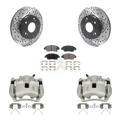 Kit de plaquettes en céramique pour Honda Civi, étrier enduit de frein à disque avant, fente de perçage, Rotor