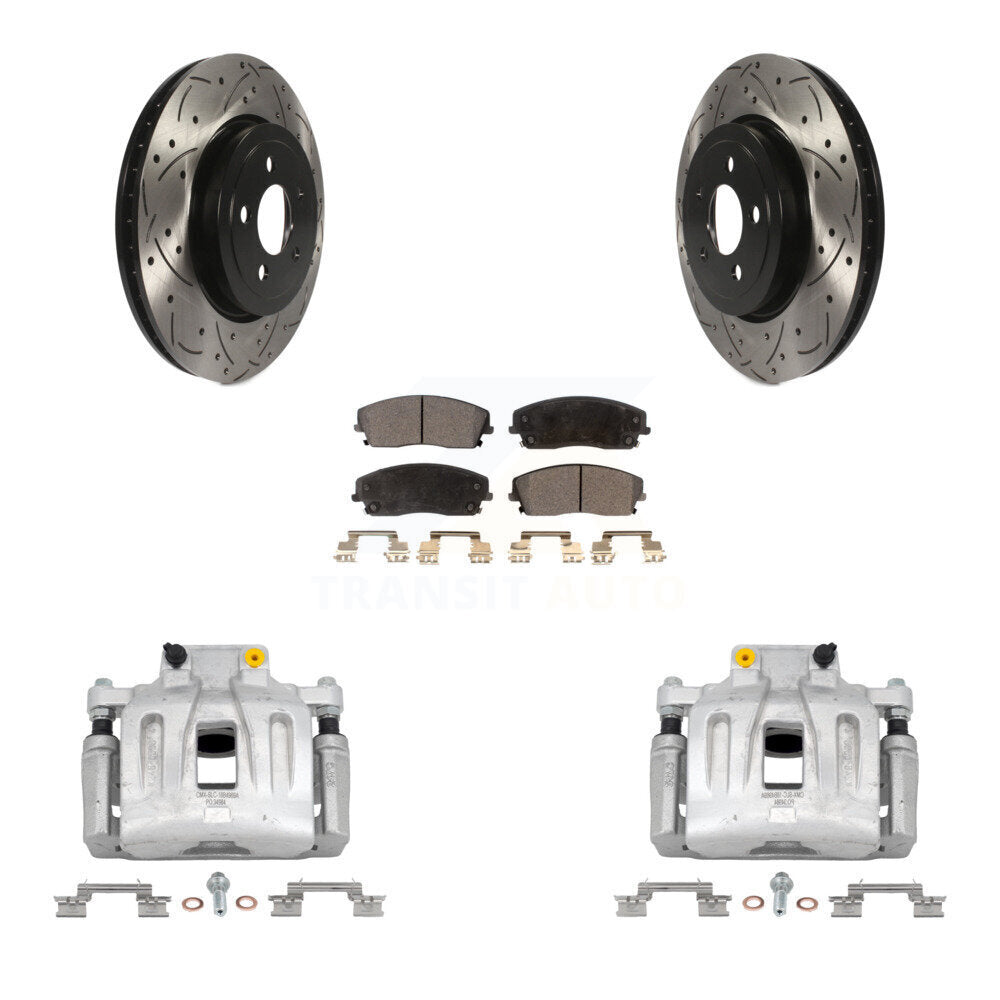 Kit de plaquettes semi-métalliques pour perceuse à étrier de frein avant, Rotors fendus, pour Dodge Charge