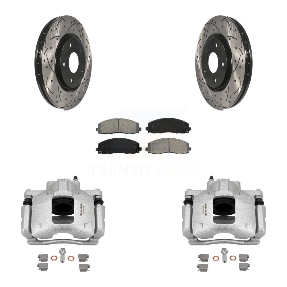 Kit de plaquettes semi-métalliques de Rotor de fente de forage d'étrier de frein avant pour Volkswagen Routa