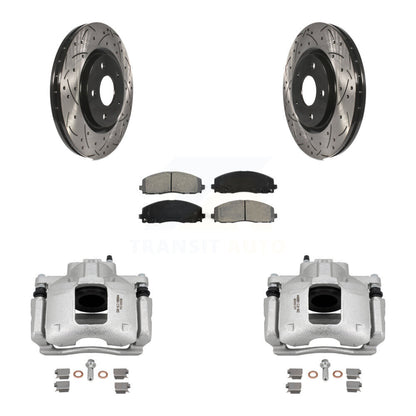 Kit de plaquettes semi-métalliques de Rotor de fente de forage d'étrier de frein avant pour Volkswagen Routa