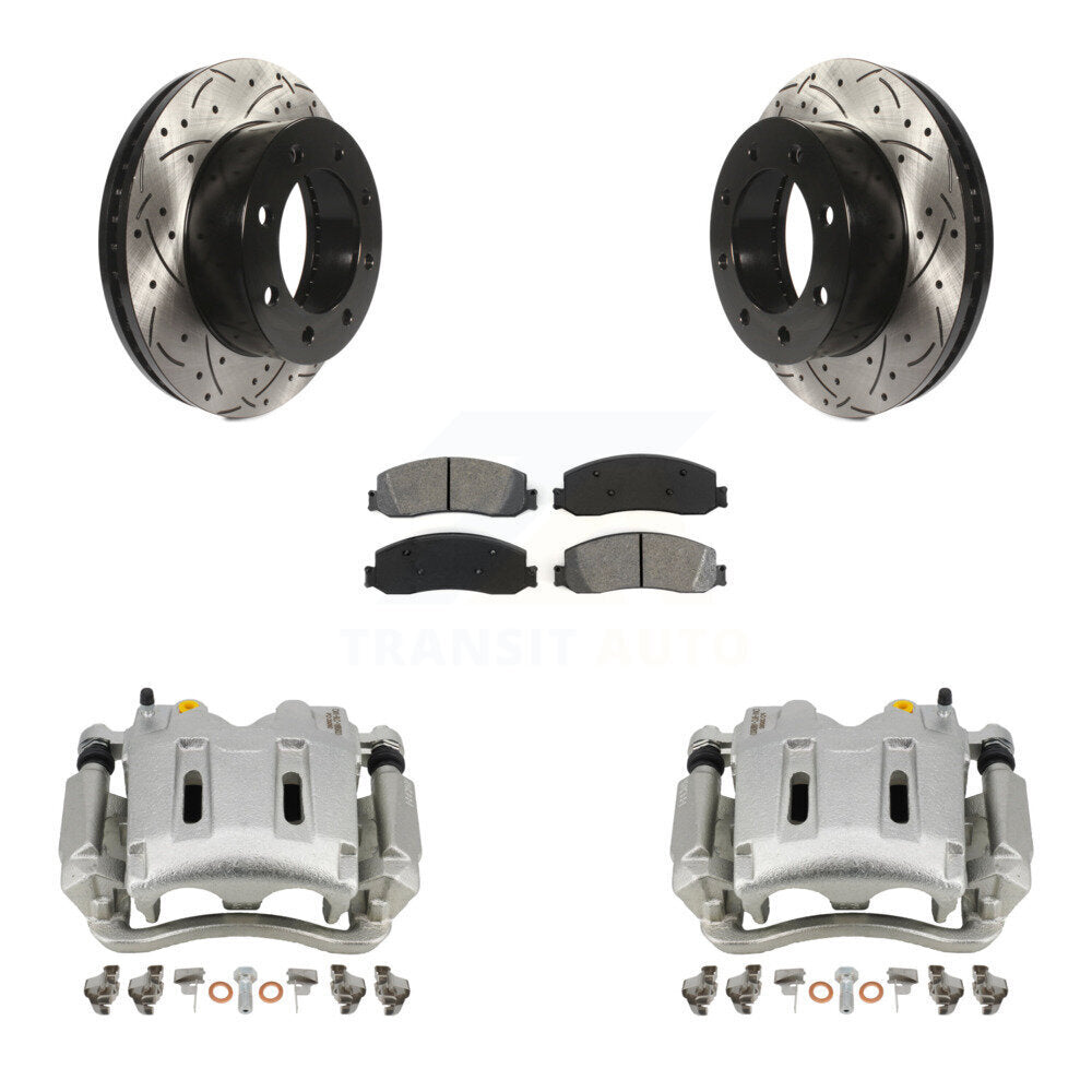 Kit de plaquettes semi-métalliques pour étrier de frein avant, Rotors à fentes, pour Ford F-350 Supe
