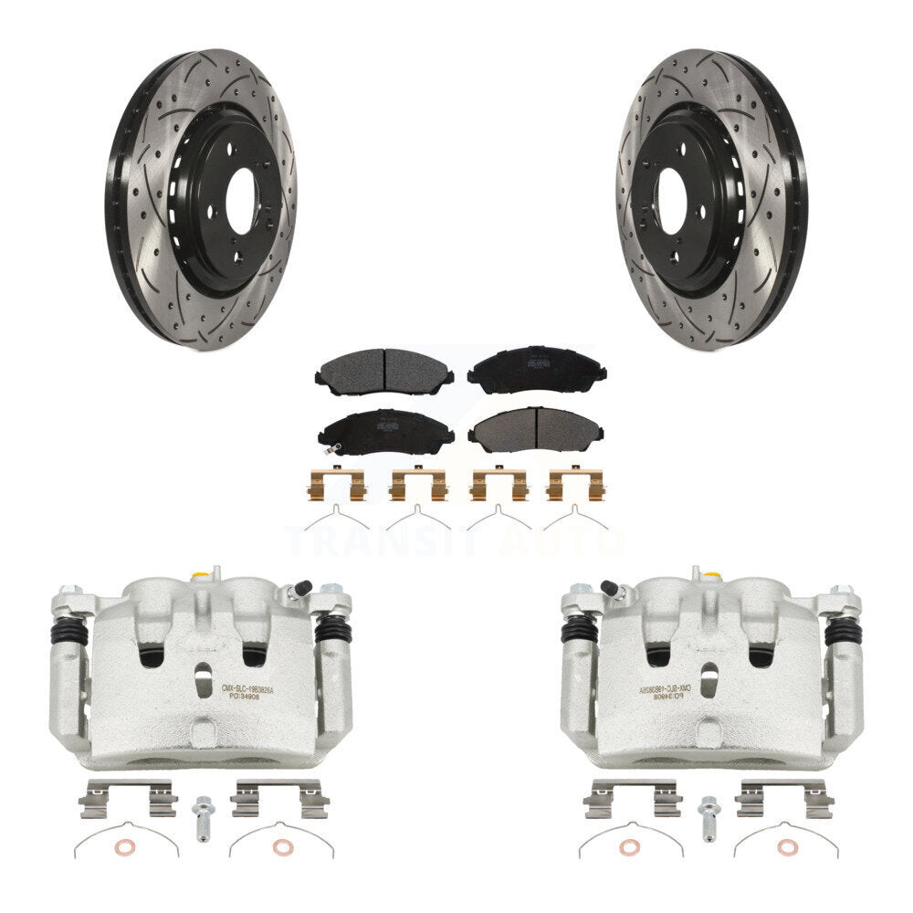 Kit de plaquettes semi-métalliques de Rotor de fente de forage d'étrier de frein avant pour Honda Pilot Acur