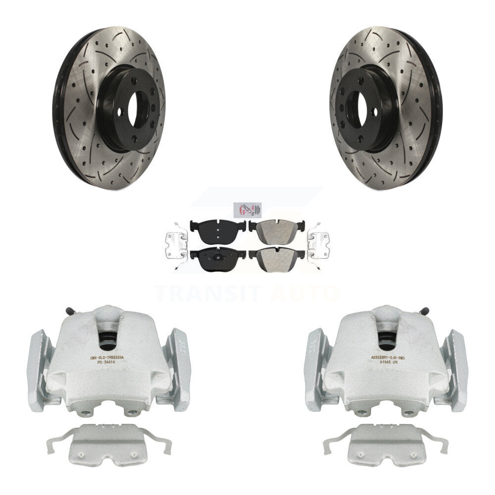 Kit de plaquettes semi-métalliques de rotors de fente d'étrier enduits de frein avant pour BMW X5 X