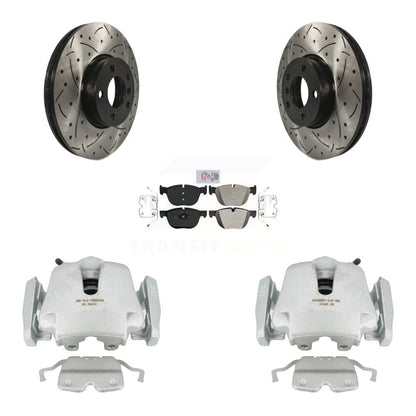 Kit de plaquettes semi-métalliques de rotors de fente d'étrier enduits de frein avant pour BMW X5 X