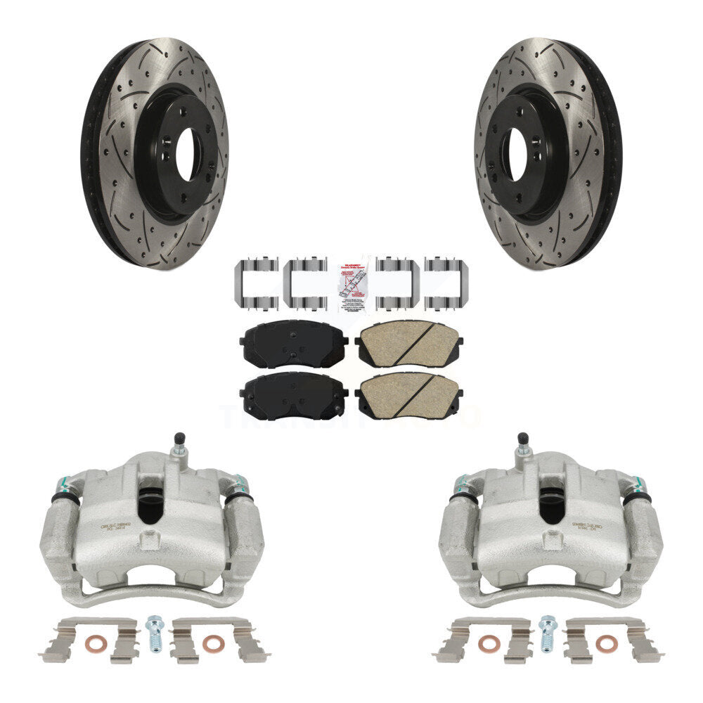 Kit de plaquettes en céramique de Rotor de fente de foret d'étrier de manteau de frein avant pour Hyundai Tucson Ki