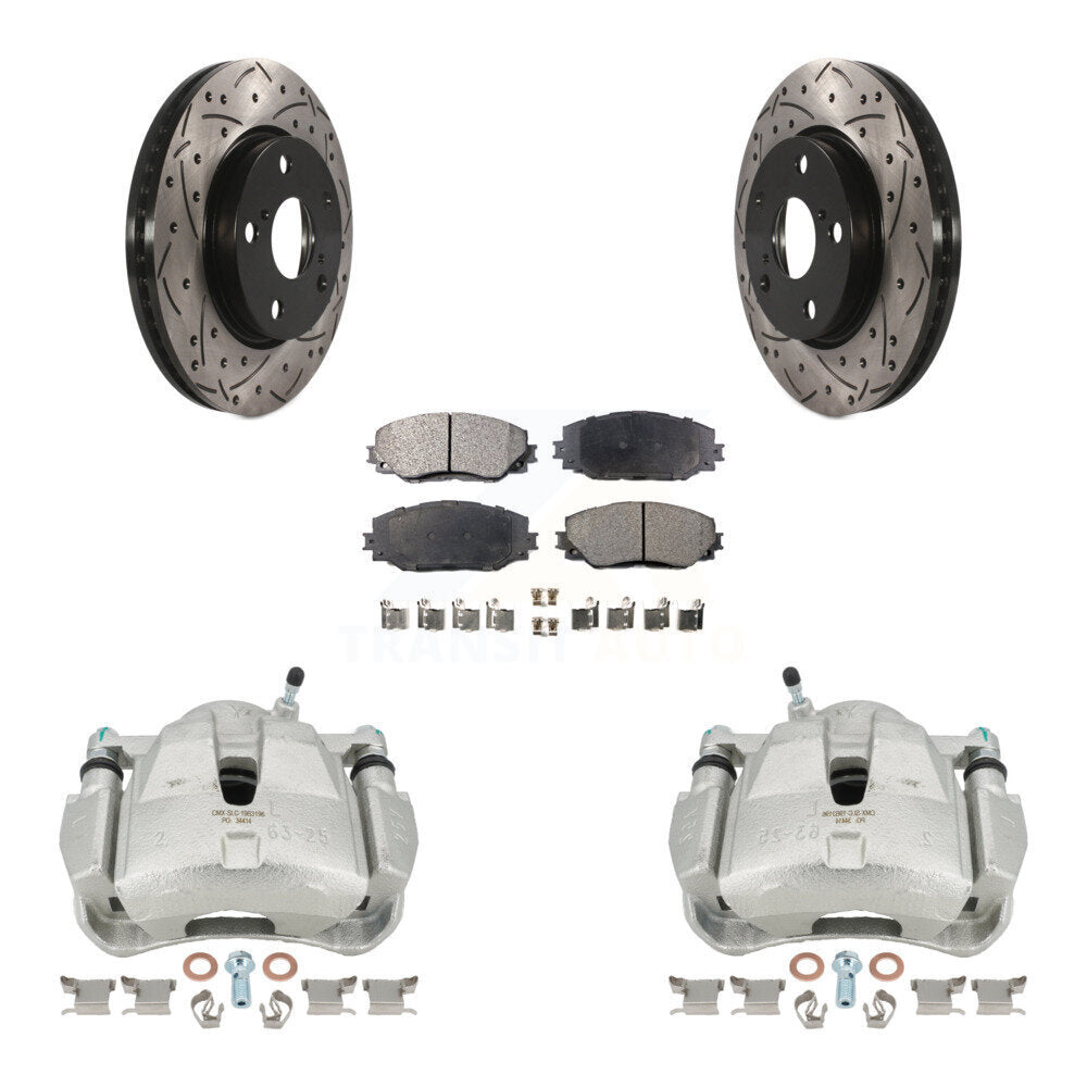 Kit de plaquettes en céramique de Rotor de fente de foret d'étrier enduit de frein à disque avant pour Toyota RAV