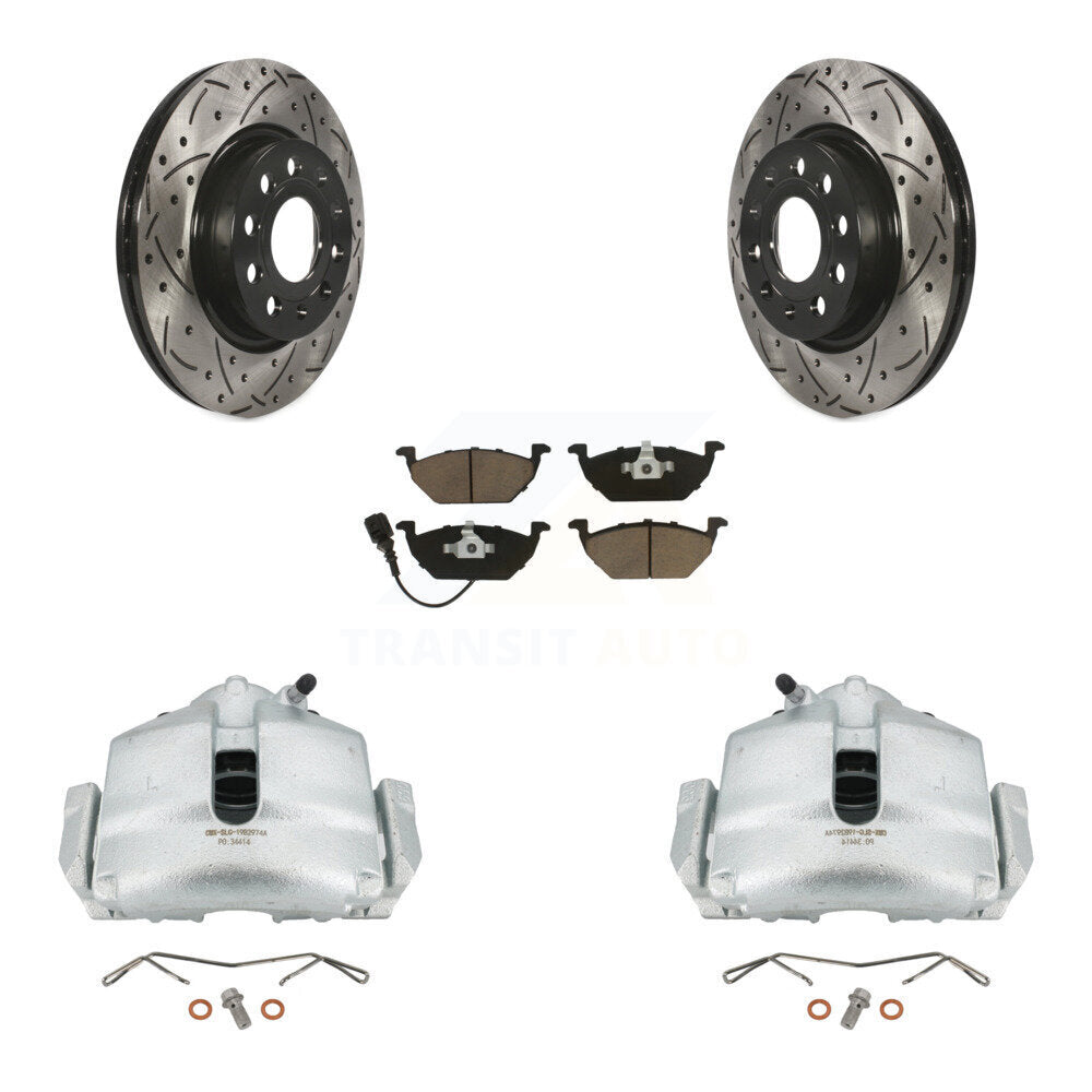 Kit de plaquettes en céramique de Rotor de fente de foret d'étrier enduit de frein avant pour Volkswagen Jett
