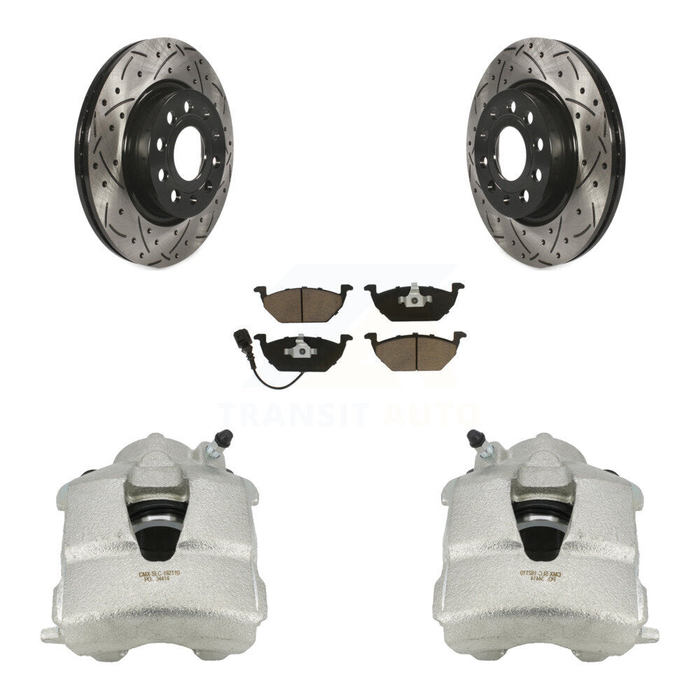 Kit de plaquettes en céramique de Rotor de fente de foret d'étrier enduit de frein avant pour Volkswagen Jett