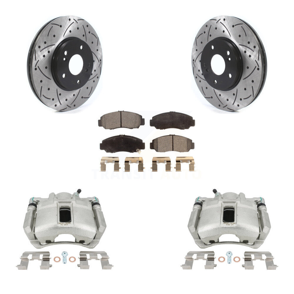 Kit de plaquettes semi-métalliques de Rotor de fente de foret d'étrier de manteau de frein avant pour Honda Accor