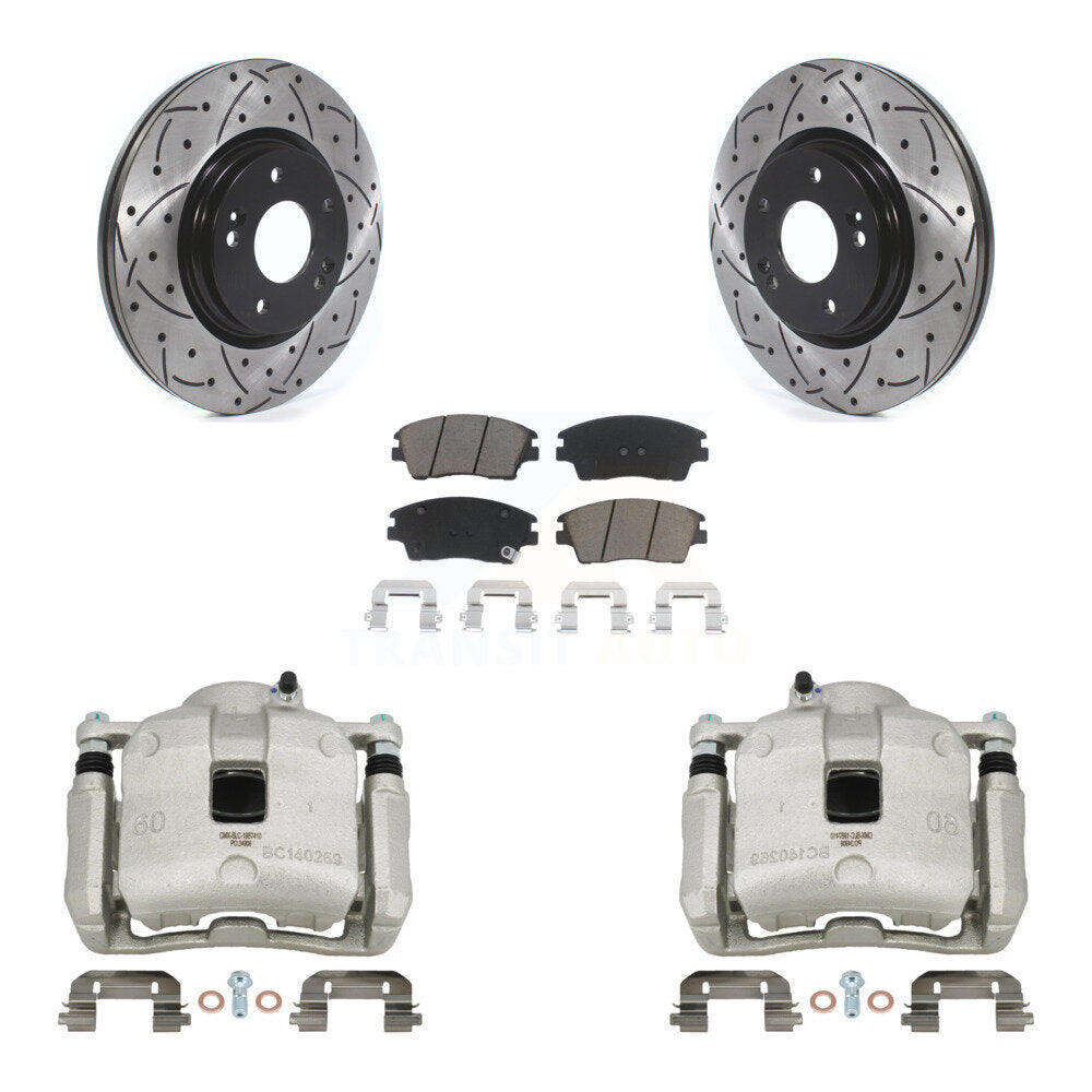 Kit de plaquettes en céramique de Rotor de fente de foret d'étrier de manteau de frein avant pour Hyundai Tucson Ki