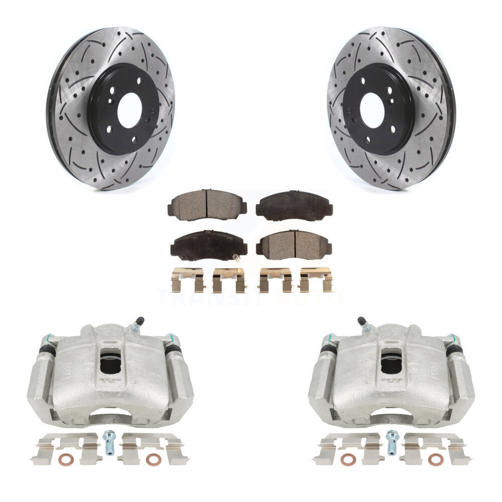 Kit de plaquettes semi-métalliques de Rotor de fente de foret d'étrier de manteau de frein avant pour Honda Accor