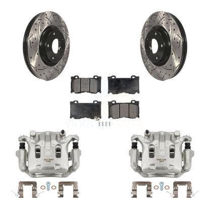 Kit de plaquettes semi-métalliques de rotors de fente de foret d'étrier de frein avant pour INFINITI G37 AW