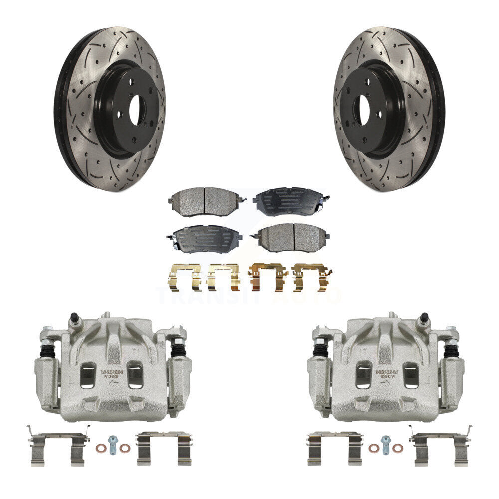 Kit de plaquettes semi-métalliques de Rotor de fente de forage d'étrier de frein avant pour Subaru Outback B