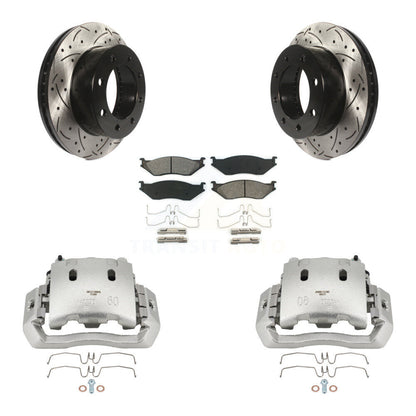 Étrier enduit de frein à disque avant, rotors fendus percés, Kit de plaquettes semi-métalliques pour