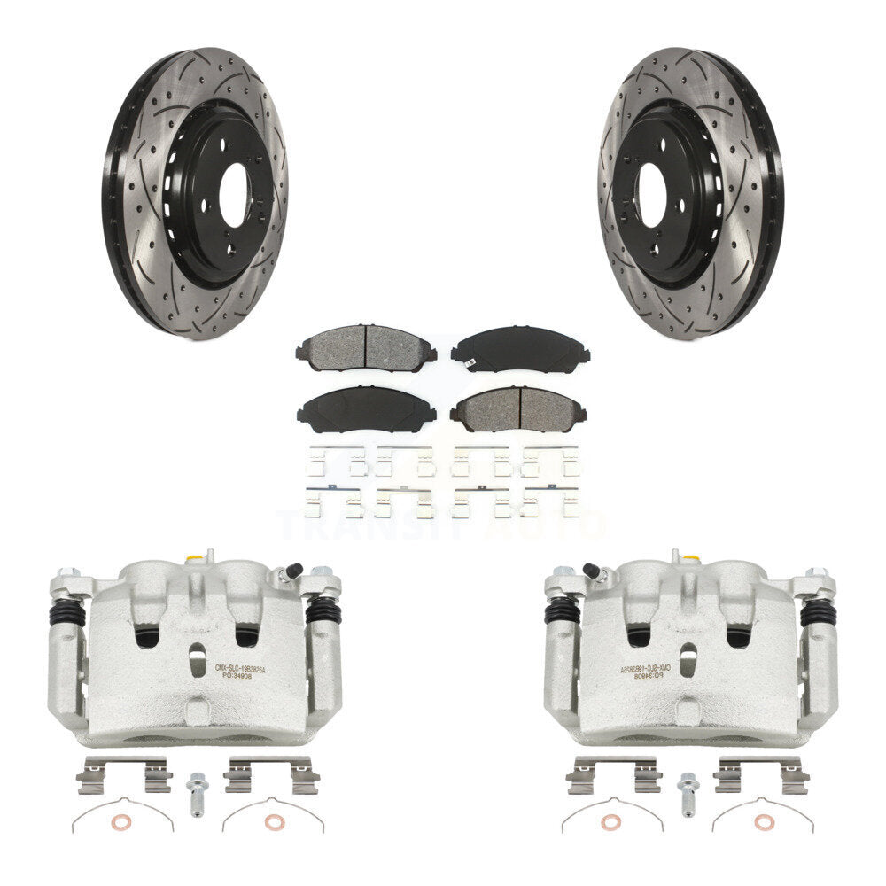 Kit de plaquettes semi-métalliques de Rotor de fente de forage d'étrier de frein avant pour Honda Pilot Acur