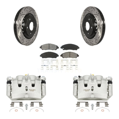 Kit de plaquettes semi-métalliques de Rotor de fente de forage d'étrier de frein avant pour Honda Pilot Acur