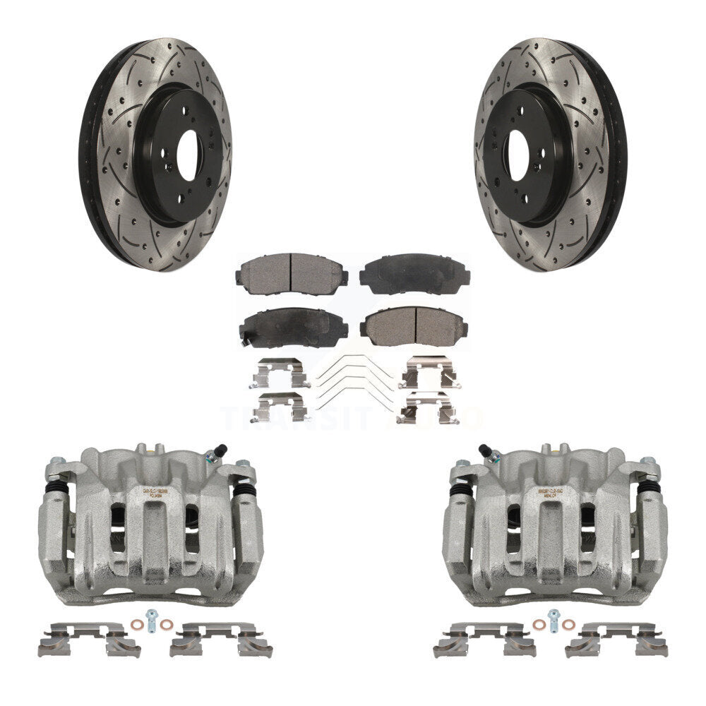 Kit de plaquettes semi-métalliques de Rotor de fente de forage d'étrier de frein avant pour Honda CR-V Accor