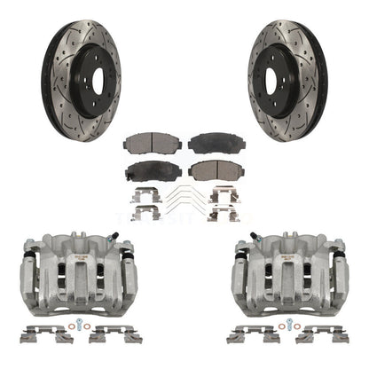 Kit de plaquettes semi-métalliques de Rotor de fente de forage d'étrier de frein avant pour Honda CR-V Accor