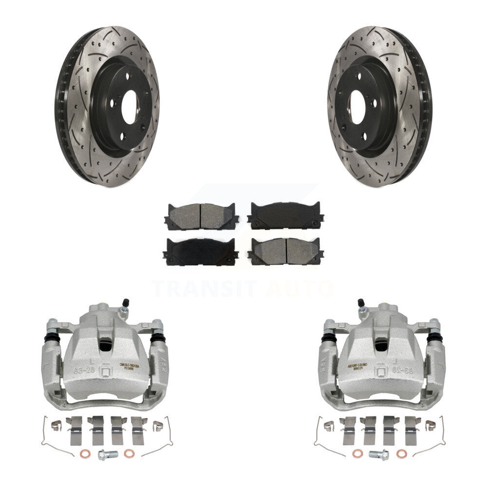 Kit de plaquettes semi-métalliques de Rotor de fente de foret d'étrier de manteau de frein avant pour Toyota Camr