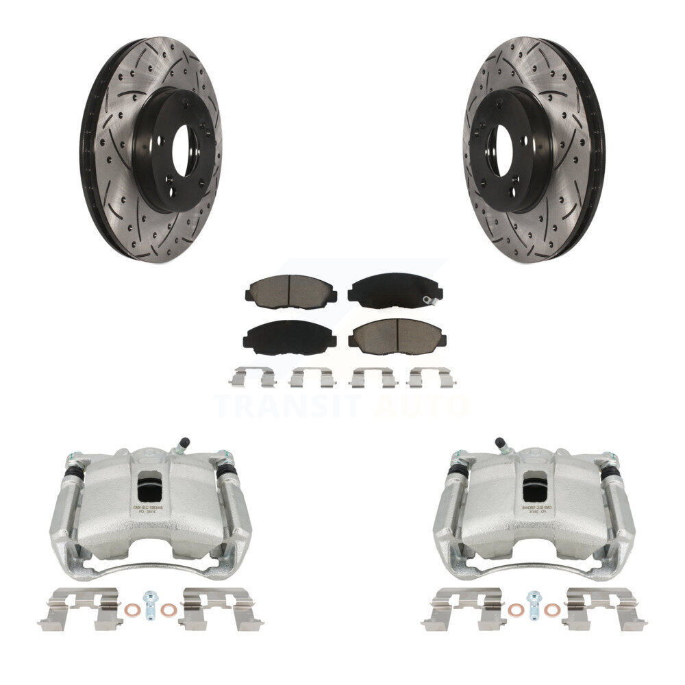 Kit de plaquettes en céramique pour Honda Civi, étrier enduit de frein à disque avant, fente de perçage, Rotor