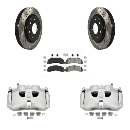 Kit de plaquettes semi-métalliques de Rotor de fente de foret d'étrier enduit de frein avant pour Ford F-15