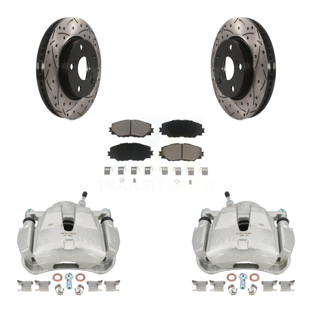 Kit de plaquettes en céramique de Rotor de fente de foret d'étrier enduit de frein à disque avant pour Toyota RAV