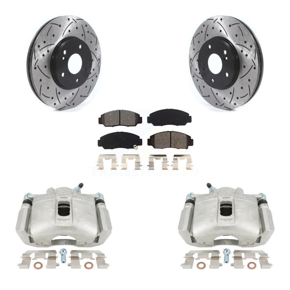 Kit de plaquettes semi-métalliques de Rotor de fente de foret d'étrier de manteau de frein avant pour Honda Accor